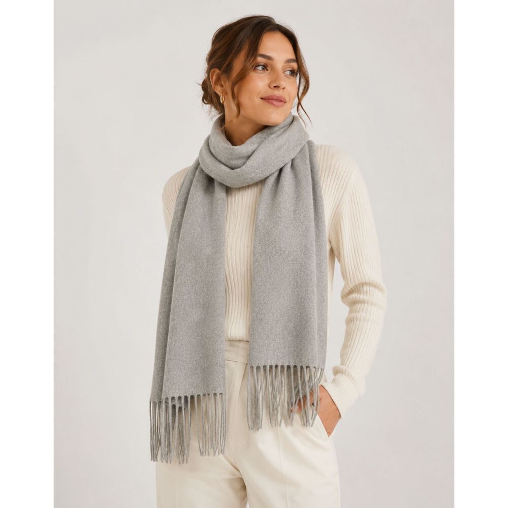 Halara Light Heather Gray Scarf 27 X 74 Coastal Super Soft Wrap Fringe Oversized